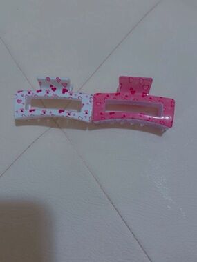 Otherwild Heart-Print Mini Claw Clips in Pink & White